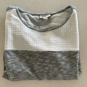 Loft, women’s sweater, medium, gray, and white